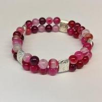 Braclet agate teintee rose 2 