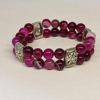 Braclet agate teintee rose 3 