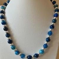 Collier agate teintee bleue 10 