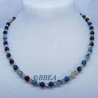 Collier agate teintee bleue 13 