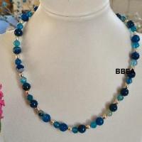 Collier agate teintee bleue 3 1