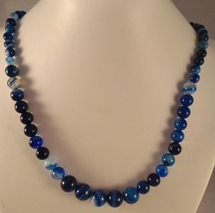 Collier agate teintee bleue 8 