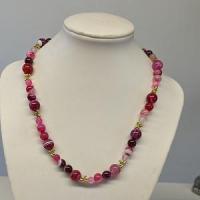 Collier agate teintee rose 1 