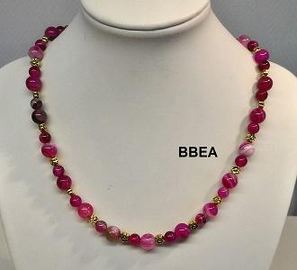 Collier agate teintee rose 2 1