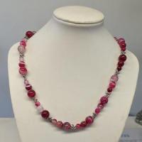 Collier agate teintee rose 5 