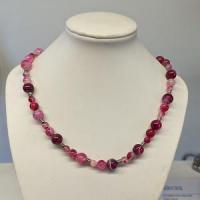 Collier agate teintee rose 6 