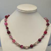 Collier agate teintee rose 8 