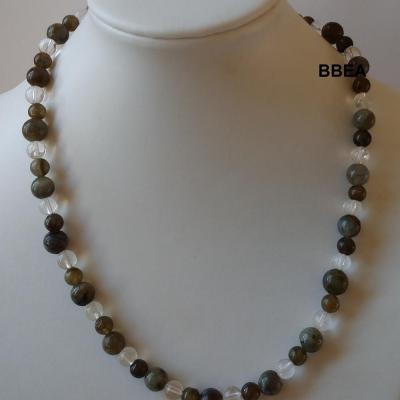 Collier labradorite et cristal de roche 1