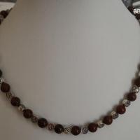 Collier obsidienne acajou 1