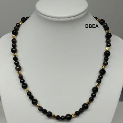 Collier obsidienne doree
