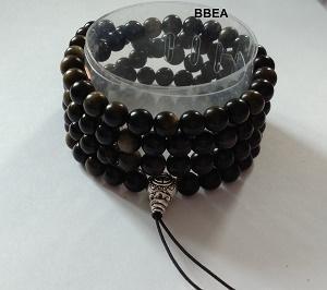 Mala tibetain obsidienne doree 1 1