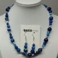 Parure agate teintee bleue 1