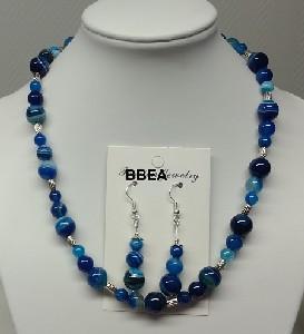 Parure agate teintee bleue 1 