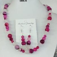 Parure agate teintee rose 3 