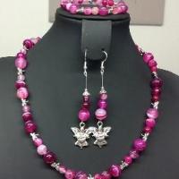 Parure agate teintee rose 4 