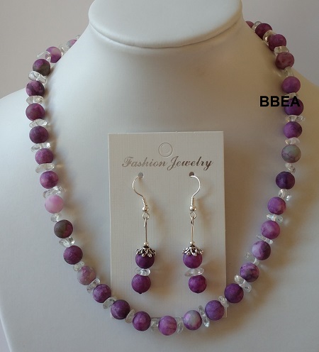 Parure charoite et cristal de roche