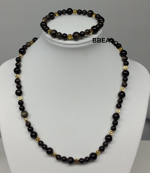 Parure obsidienne doree
