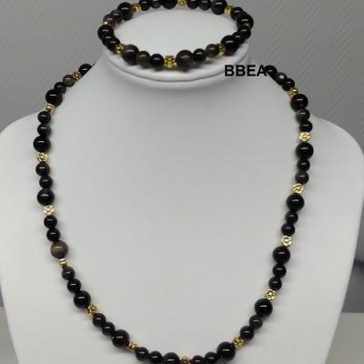Parure obsidienne doree