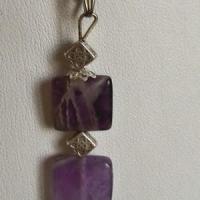 Pendentif amethyste carree double 8 