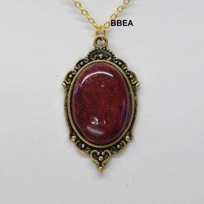 Pendentif jaspe brechia 43x25mm 7 