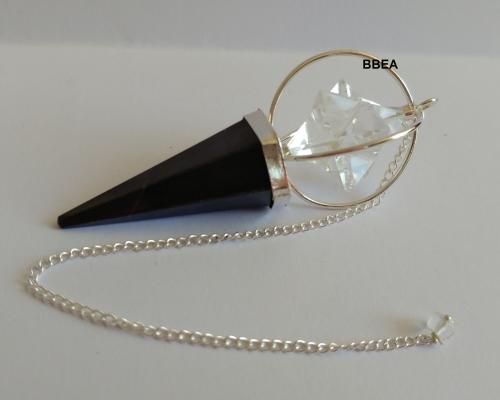 Pendule shungite et merkaba cristal de roche 1 